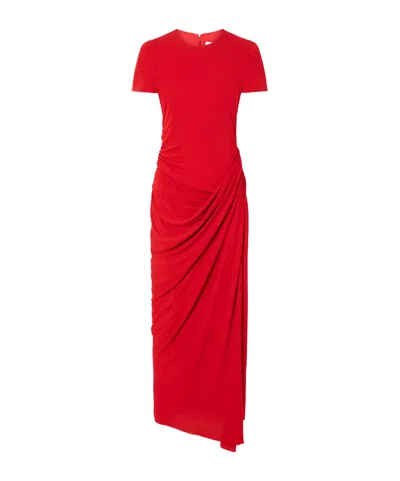 Erdem Crew Neck Short-sleeve Midi Dress In Red