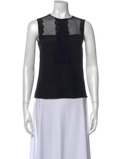 Pre-owned Erdem Crew Neck Sleeveless Blouse In Black