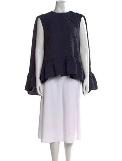 Pre-owned Erdem Crew Neck Sleeveless Blouse In Blue