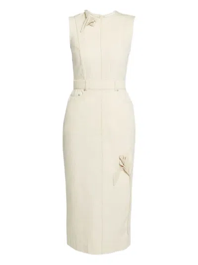 Erdem Crew Neck Sleeveless Midi Dress In White