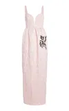 Erdem Crinkled Embroidered Gown In Light Pink