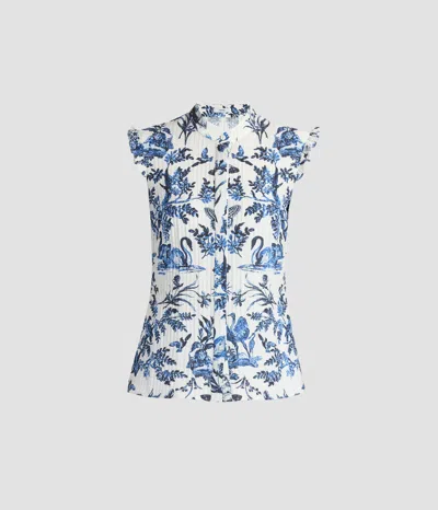 Erdem Crinkled Jacquard Sleeveless Shirt In Multi