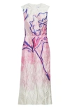 Erdem Crinkled Metallic Satin Sheath Dress In Pink