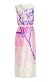 Erdem Crinkled Satin Midi Dress In Light Pink