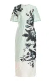 Erdem Crinkled Satin Midi Dress In Multi