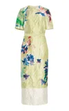 Erdem Crinkled Satin Midi Dress In Yellow