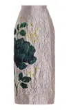 ERDEM FLORAL CRINKLED SATIN MIDI SKIRT