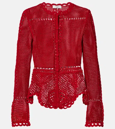 Erdem Crochet Cotton Cardigan In Purple