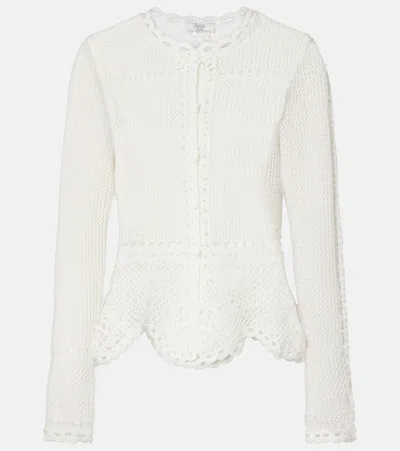 Erdem Crochet Cotton Cardigan In White