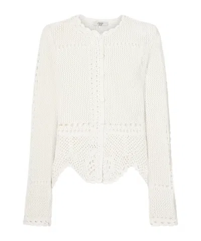 Erdem Crocheted Cotton Peplum Cardigan In White