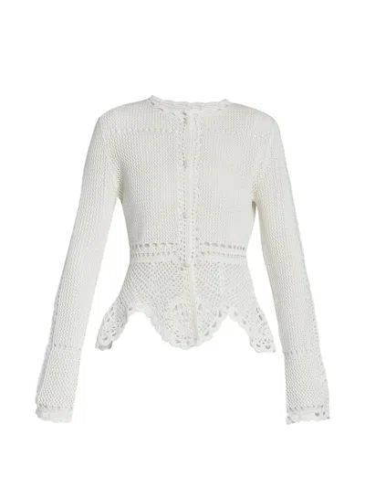 Erdem Crochet-knit Peplum Cardigan In White