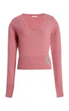 Erdem Cropped Cable-knit Sweater In Pink