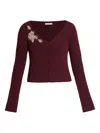 Erdem Cropped Embroidered Knit Cardigan