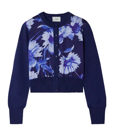 Erdem Cropped Cardigan In Blue