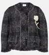 Erdem Womens Cropped Tweed Relaxed-fit Cotton-blend Jacket Black In Black