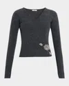 Erdem Cropped Crystal-embellished Sweater In Gray