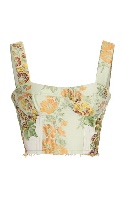 Erdem Cropped Hollyhock Jacquard Bra Top In Multi