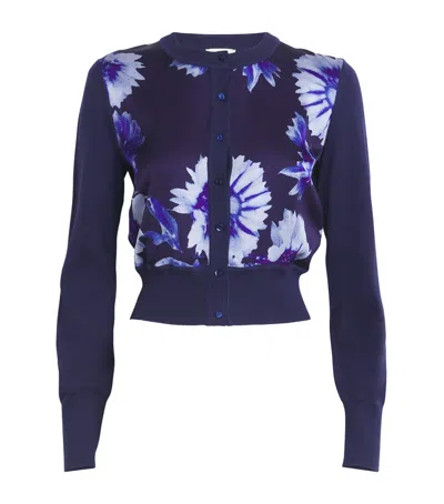 ERDEM CROPPED PRINTED PANEL CARDIGAN