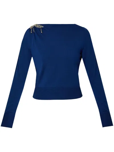 Erdem Cropped Sweater In Blue