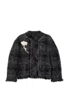 Erdem Cropped Tweed Jacket In Black