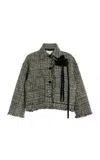 Erdem Cropped Tweed Jacket In Olive