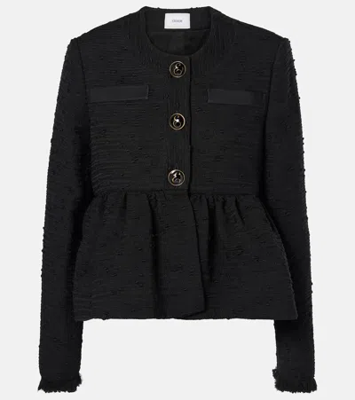 Erdem Cropped-jacke Aus Tweed In Schwarz