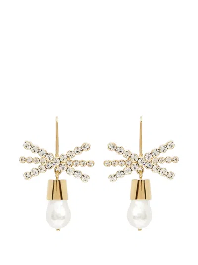 Erdem Crystal Bow Earrings In Pink
