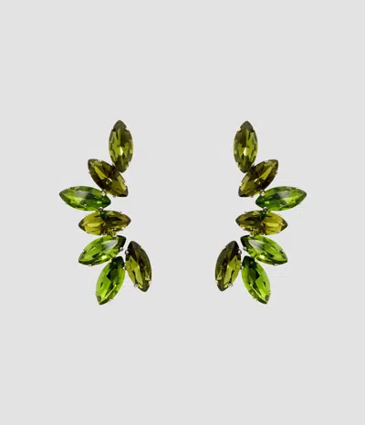Erdem Crystal Earrings In Green