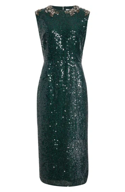 ERDEM ERDEM CRYSTAL EMBELLISHED CHIFFON & SEQUIN COCKTAIL DRESS