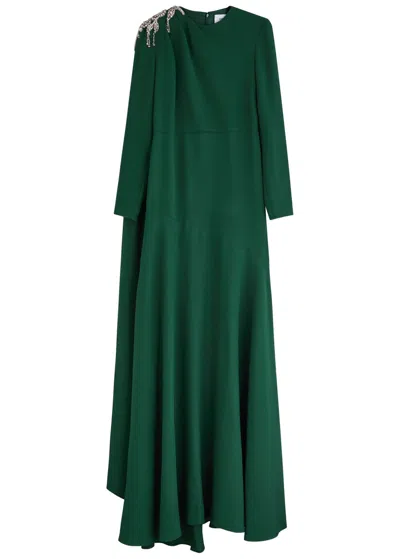 Erdem Crystal-embellished Crepe Gown In Dark Green