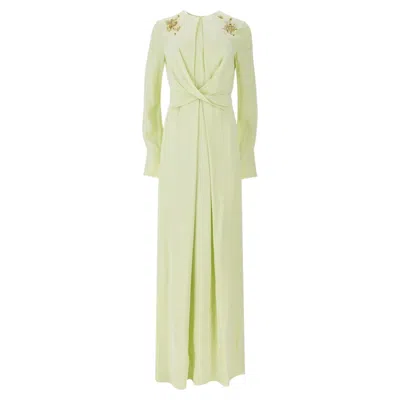 Pre-owned Erdem Crystal Embellished Evening Dress/gown In Beige