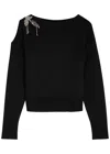 Erdem Crystal-embellished Wool Jumper In Black