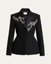 Erdem Crystal Fitted Single-breast Wool Blazer In Black