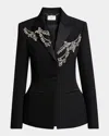 ERDEM CRYSTAL FITTED SINGLE-BREAST WOOL BLAZER