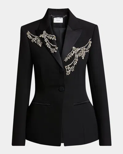 ERDEM CRYSTAL FITTED SINGLE-BREAST WOOL BLAZER