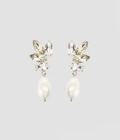 Erdem Crystal-embellishment Pearl-drop Earrings In Silver