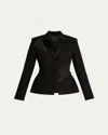 Erdem Crystal Rose Hourglass Single-breasted Blazer In Black