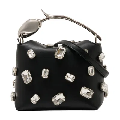 Erdem Crystal-embellished Calfskin Top Handle Bag In Black