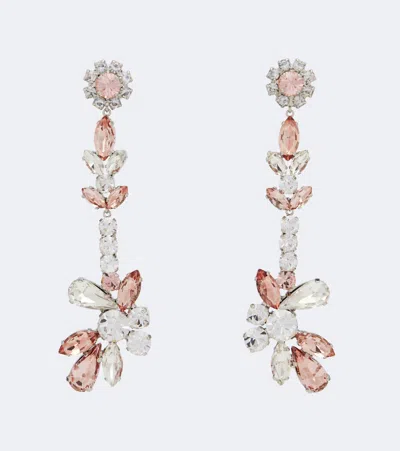 Erdem Crystal-embellished Drop Earrings In Pink