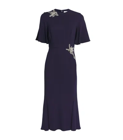 Erdem Crystal-embellished Midi Tunic Dress In Blue