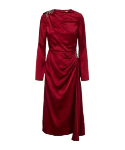 Erdem Crystal-embellished Satin Cady Cocktail Dress In Red