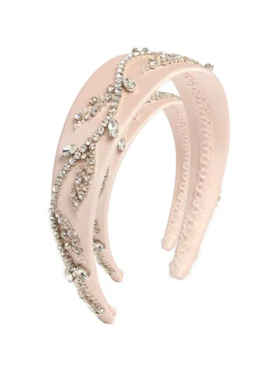 Erdem Crystal-embellished Satin Headband In Neutral