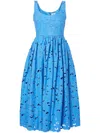 Erdem Cotton Lace Drop Waist Midi Dress In Blue
