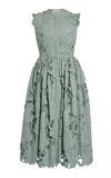 Erdem Cutout Cotton-blend Midi Dress In Green
