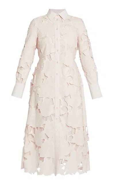 Erdem Cutout Cotton-blend Midi Shirt Dress In Neutral
