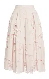 Erdem Cutout Cotton Blend Pleated Midi Skirt In Pink