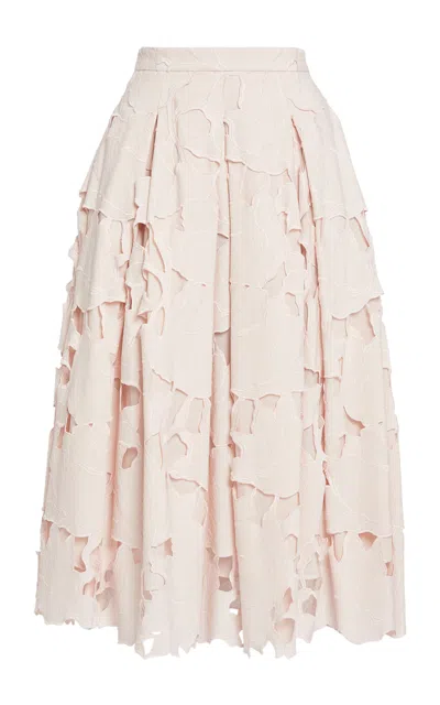 Erdem Cutout Cotton Blend Pleated Midi Skirt