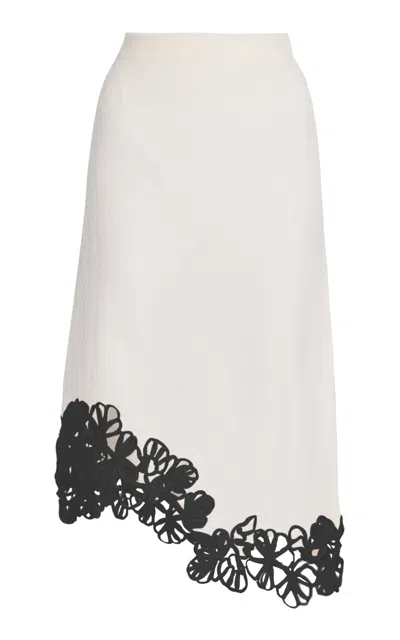 Erdem Cutout Knit Wool Midi Skirt In White
