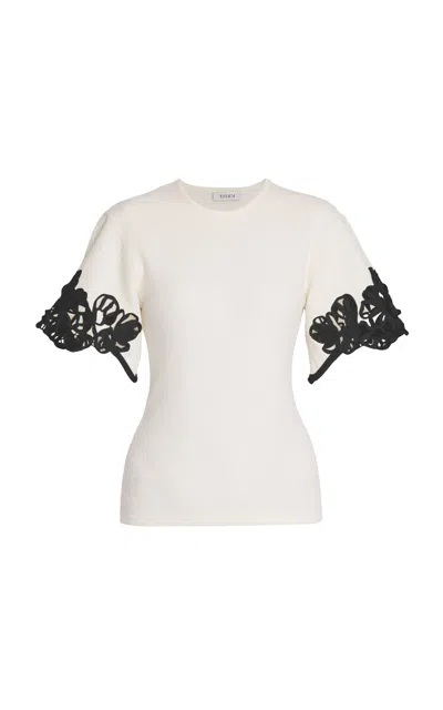 Erdem Cutout Knit Wool Top In White
