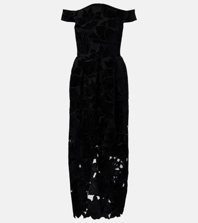 Erdem Cutout Velvet And Tulle Cocktail Dress In Black